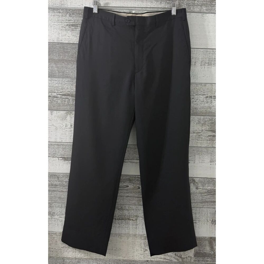 Angelico Dress Pants Men's Size 32 (Fit 32x30) Black Wool Super 120s Made Italy